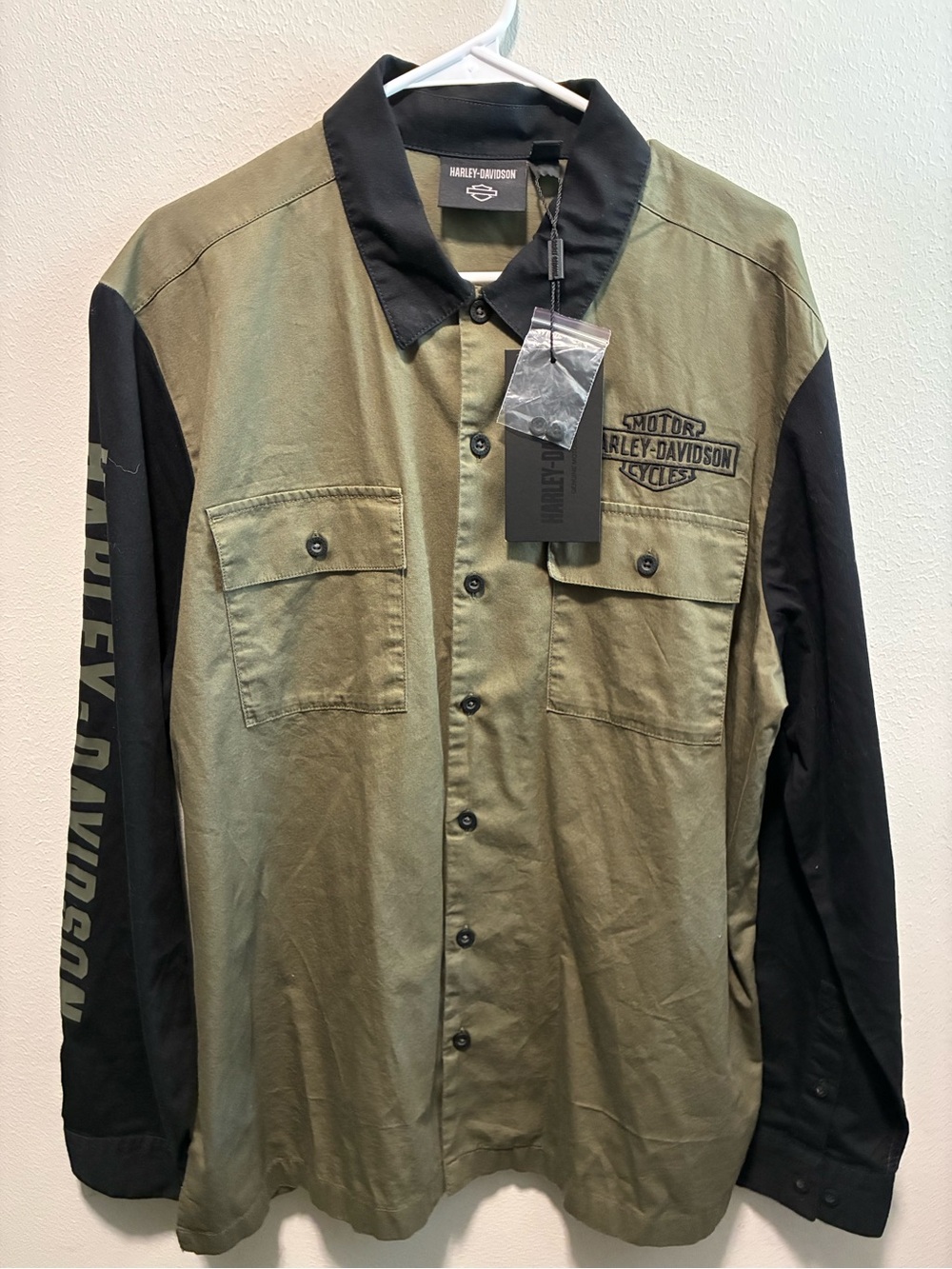 Harley-Davidson Olive Green & Black Button Up Shirt Jacket Large NWT